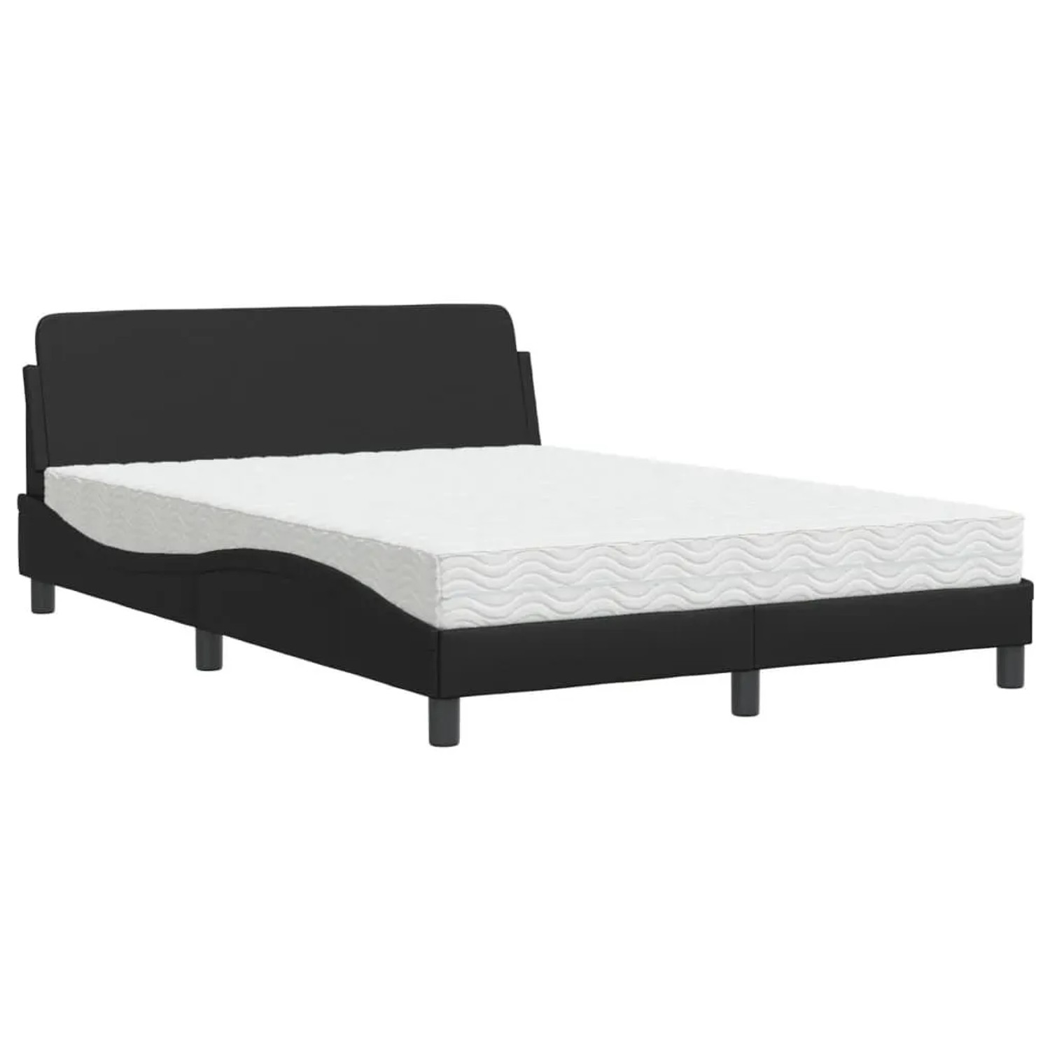 vidaXL Bett mit Matratze Dover Schwarz 140x200 cm Kunstleder 3208417