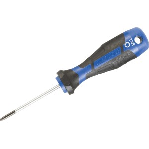 LUX Schraubendreher Comfort TX8, Torx Schraubenzieher mit blau-schwarzem Griff und Aufhängeloch.