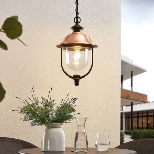 Lindby Außenleuchte Laterne Clint 9630099 Spritzwassergeschützt Retro Vintage Antik in Kupfer aus Aluminium 1-flammig E27