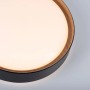 LED-Deckenleuchte Emilia, Ø 40 cm, schwarz mit Holzdekor. Moderne Deckenlampe für Wohnräume.