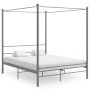 Graues vidaXL Himmelbett aus Metall, 160x200 cm. Bettgestell mit Lattenrost.
