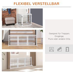 PawHut Hunde Absperrgitter, weiß, flexibel aufstellbar, für Treppen und Türen geeignet.