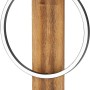 Eglo LED-Tischleuchte Boyal in Schwarz-Braun mit rustikalem Holz und rundem Leuchtelement.