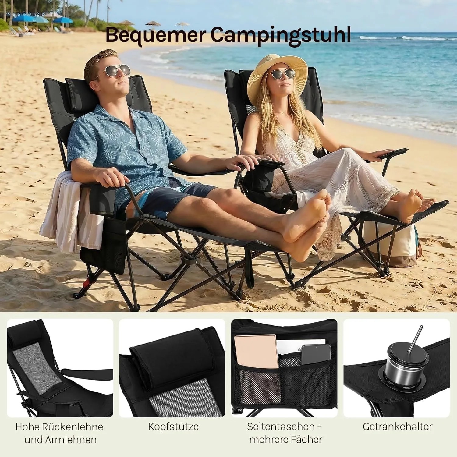 WOLTU Campingstuhl mit Fußablage 3 Positionen Verstellbar kaufen bei OBI