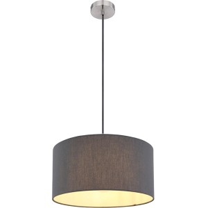 Hängeleuchte Sanna von Globo, 1-flammig, Nickel matt, Textil anthrazit, Ø 40 cm.