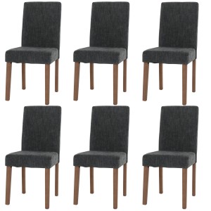 CHEFGASTRO Esszimmerstuhl 6er-Set Klassisch & Zeitlos 90x42x50cm Sitzhöhe 47cm Stoff/Textil Chenille Holz Naturfarbene Beine Dunkelgrau