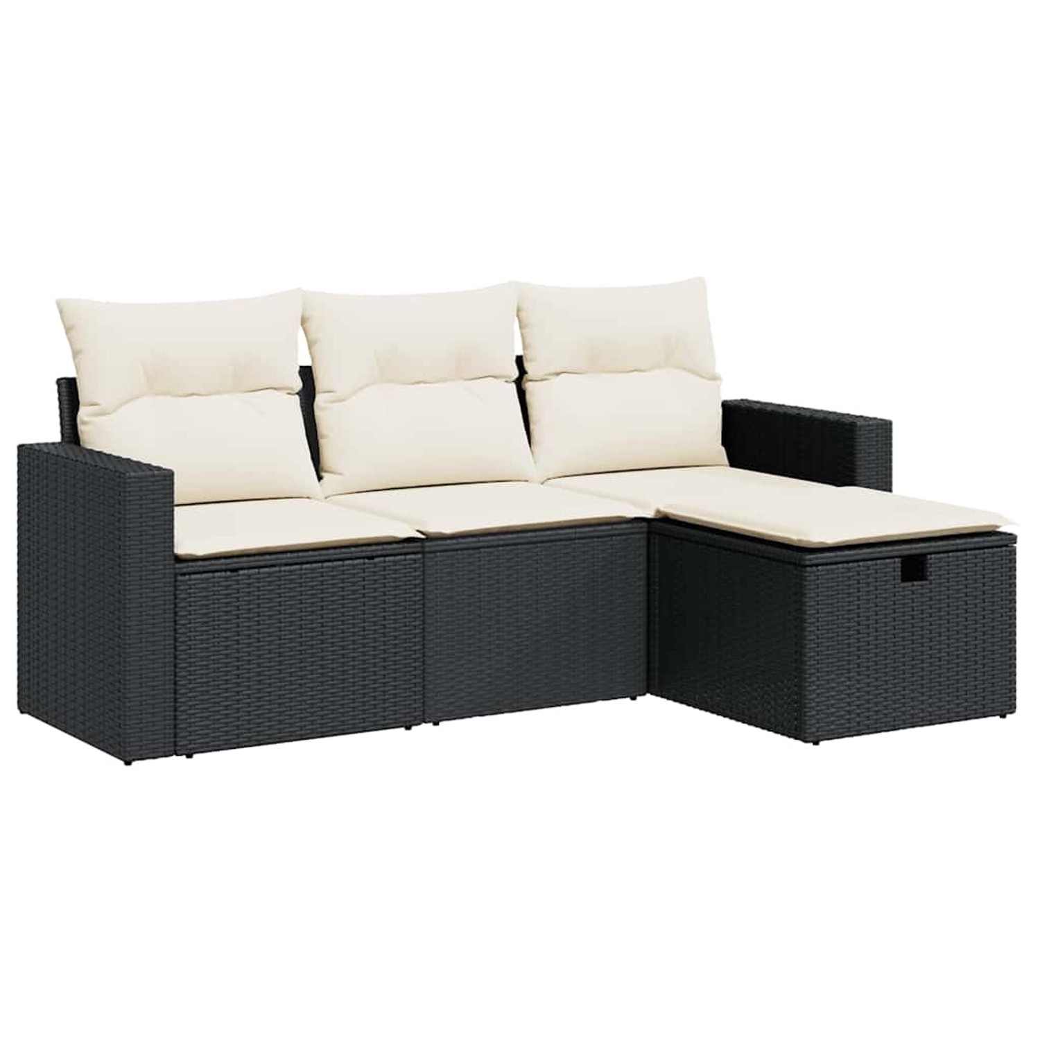 vidaXL 4-Tlg Garten-Sofagarnitur mit Kissen Schwarz Poly Rattan 3325352 günstig online kaufen