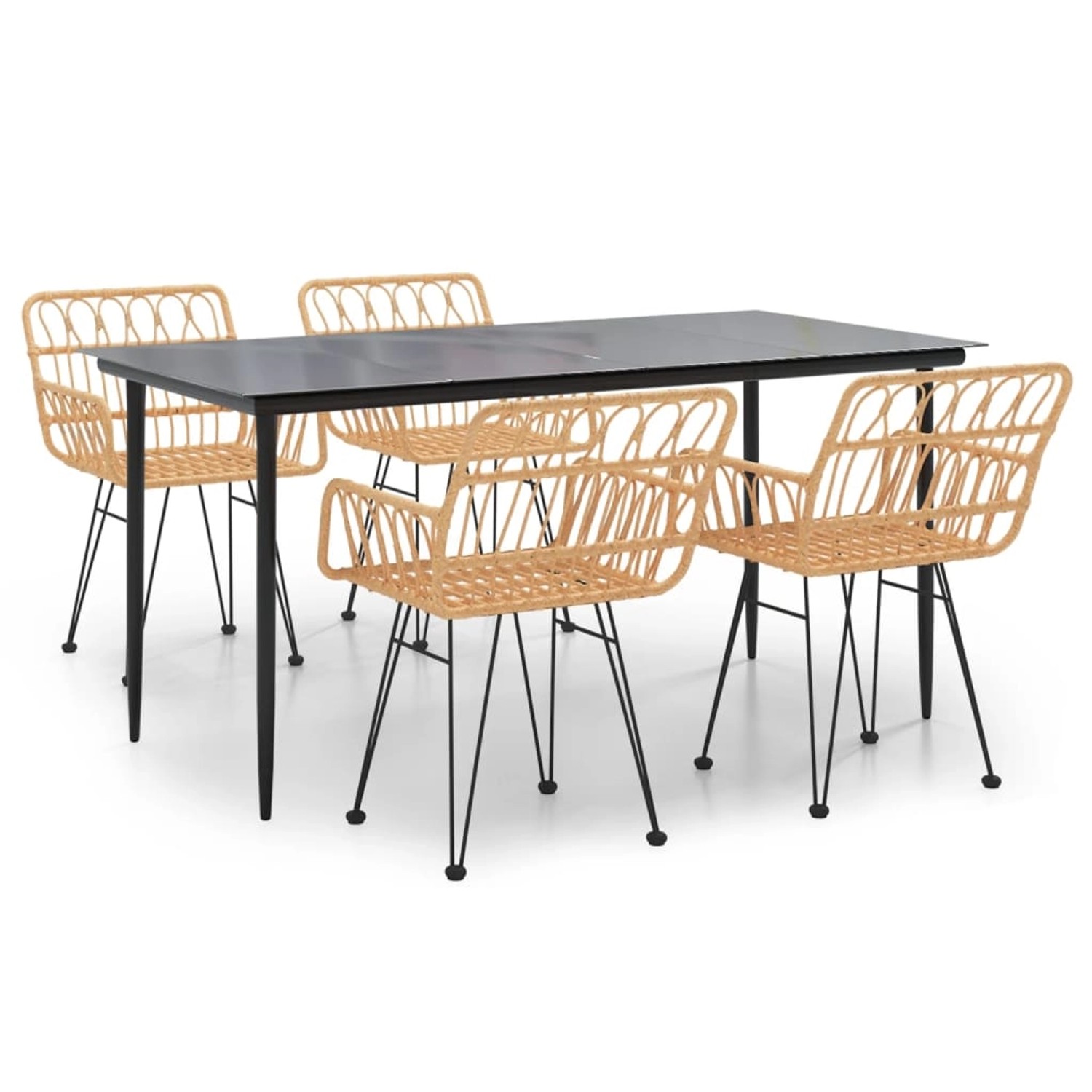 vidaXL 5-Tlg Garten-Essgruppe Poly Rattan 3157848