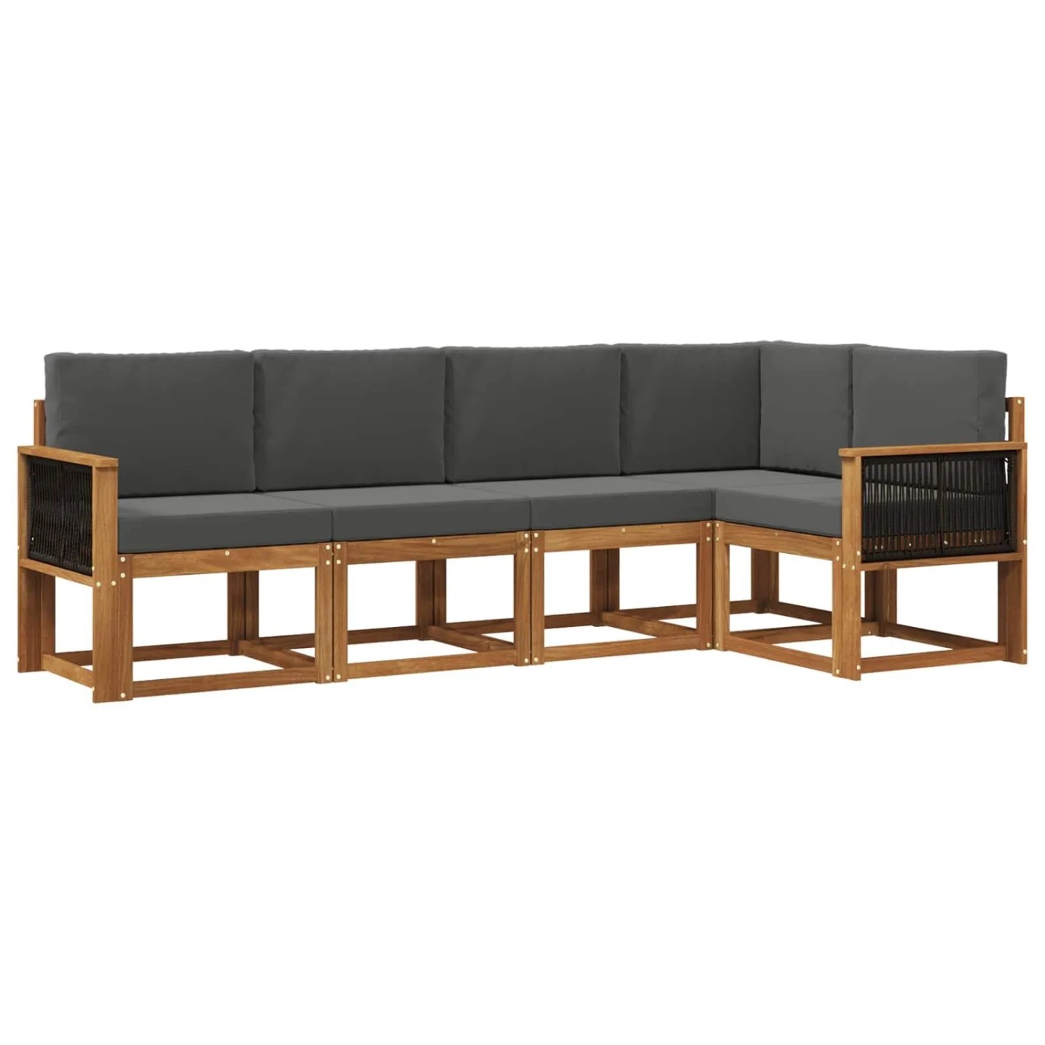 vidaXL Outdoor-Sofagarnitur 5 Stk Natur und Anthrazit Polyester 3385213