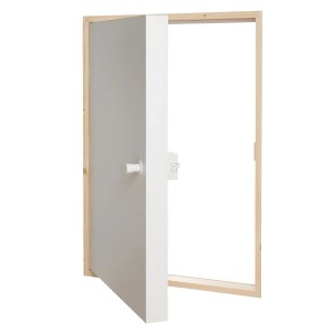 Dolle Kniestocktür mit Wärmedämmung, 80x70x11,5cm, aus Fichte mit grau lackierter Tür