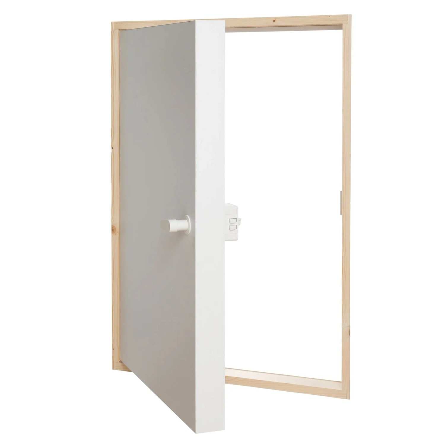 Dolle Kniestocktür mit Wärmedämmung, 80x70x11,5cm, aus Fichte mit grau lackierter Tür