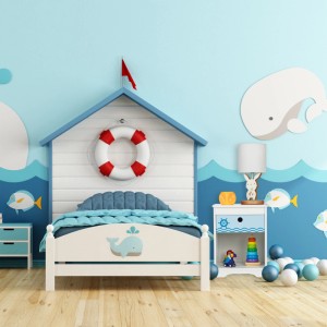 Relaxdays Kindernachttisch MDF Weiß Blau mit Schublade 41 cm x 32 cm x 31 cm 5 kg