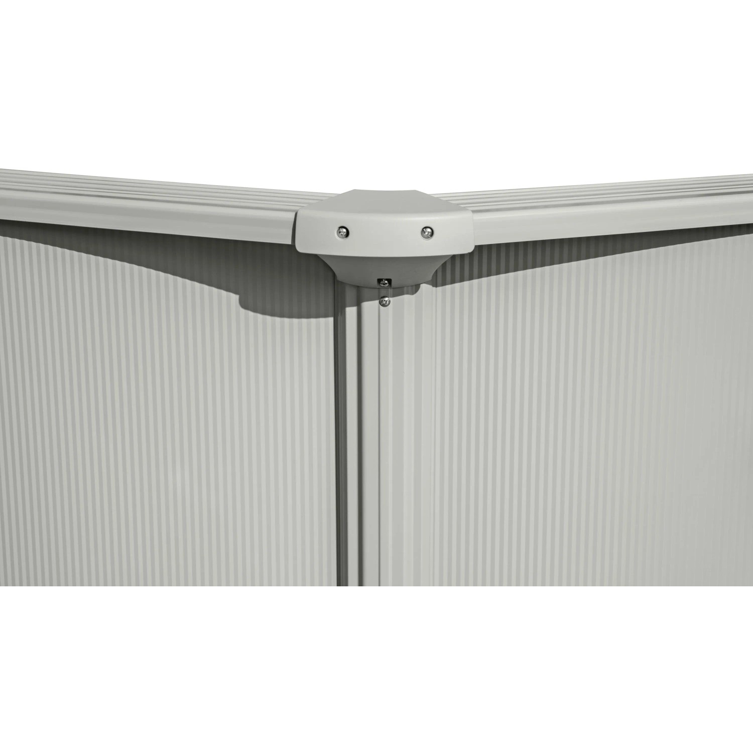 Detailansicht: Graue Stahlwand und Eckverbindung des Bestway Hydrium Stahlwandpools.
