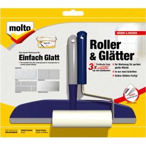 Molto Einfach Glatt Roller & Glätter für glatte Wände, blau/grau.