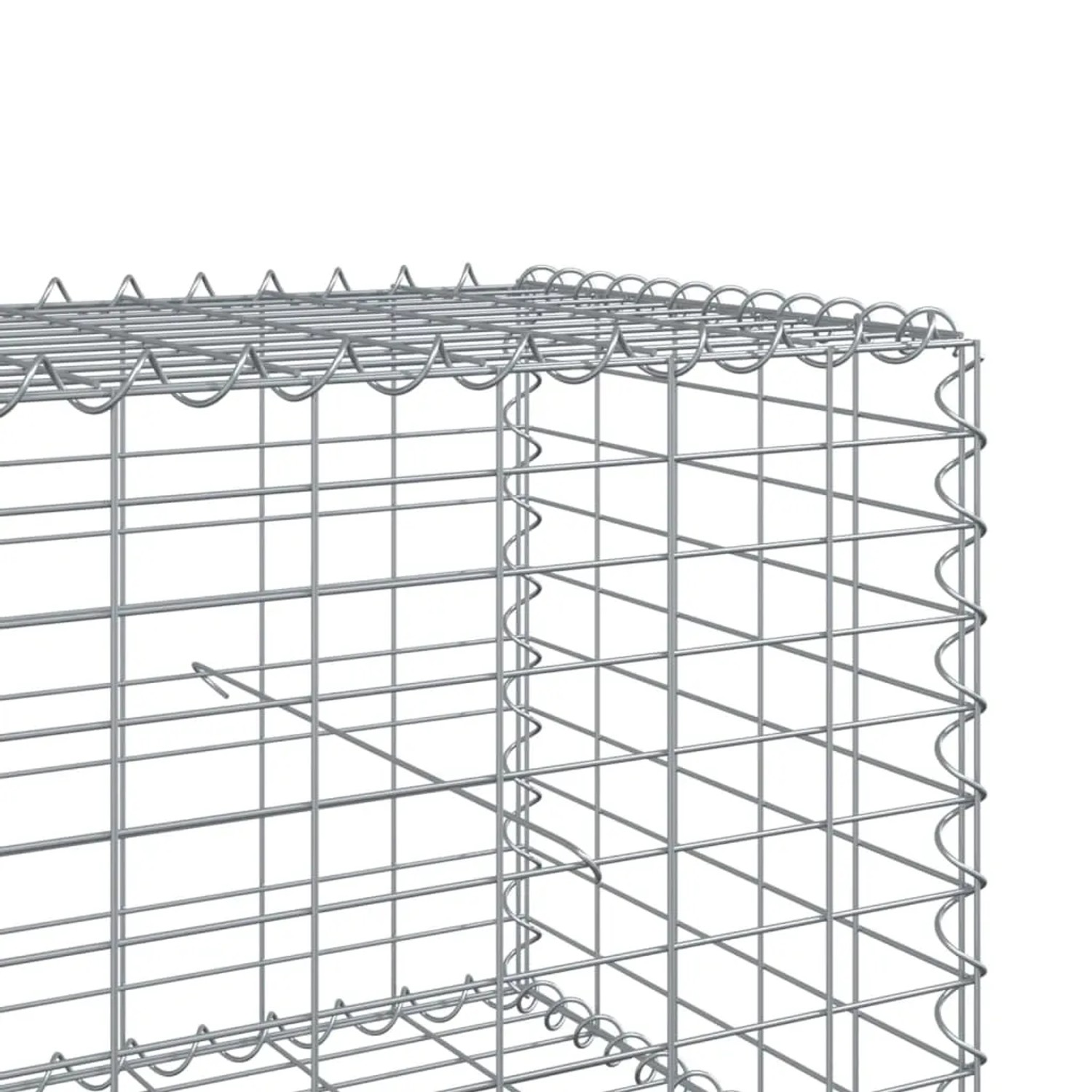 Silberne vidaXL Gabione (500x100x50 cm) aus Eisendraht, Detailansicht.
