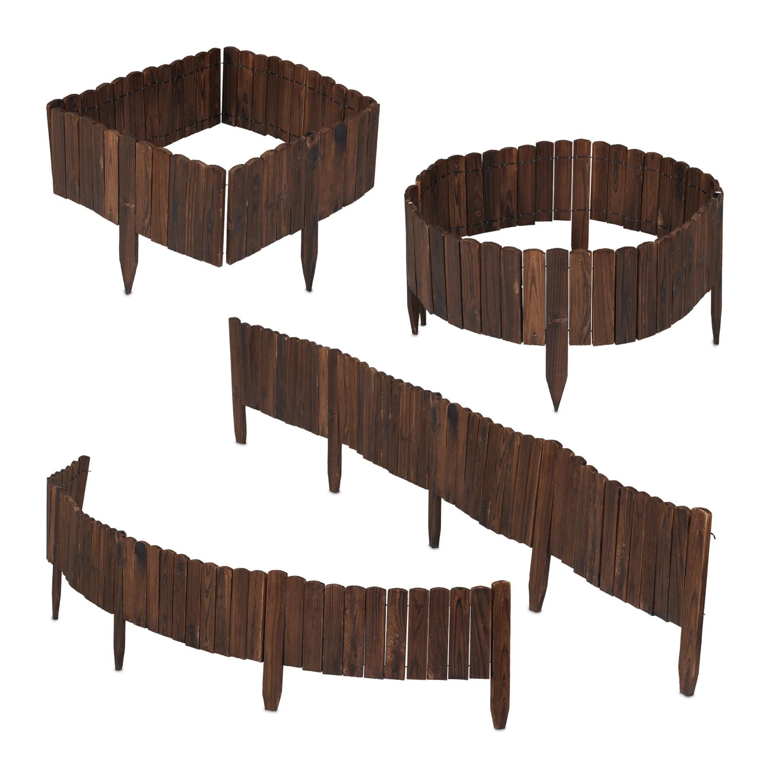 Relaxdays Beeteinfassung Tannenholz Dunkelbraun Flexibel 200 cm x 40 cm_5