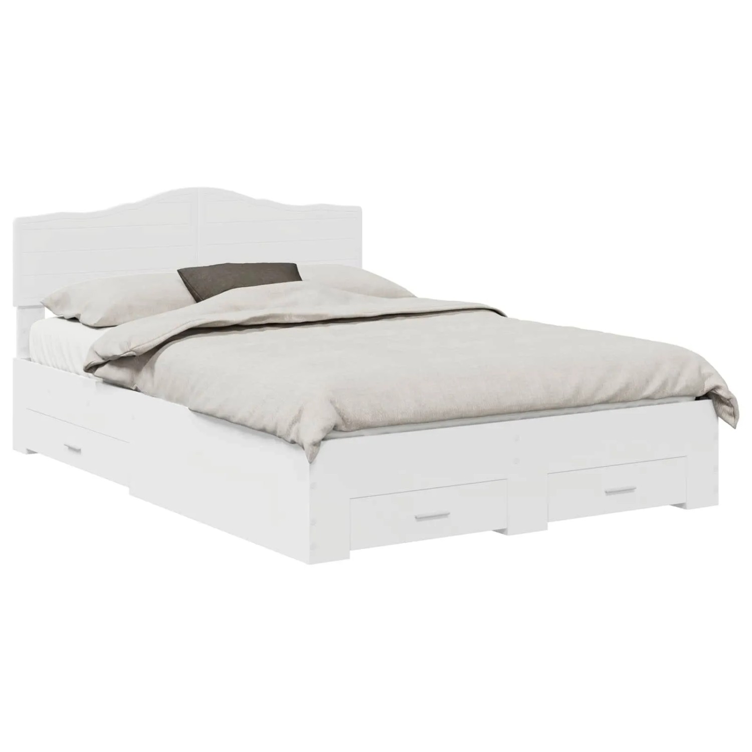 vidaXL Bettrahmen mit Kopfteil Weiß 140 x 190 cm Holzwerkstoff 3413193