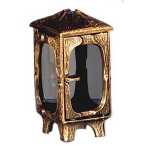 Bronzefarbene Moll Grablampe aus Kunstguss mit Echtglas, 22x10x10 cm. Dekorative Grableuchte für 3-5 Tage-Brenner.