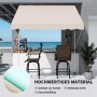 Beige Outsunny Klemmmarkise aus Aluminium und Stahl, montiert über einer Bar im Freien.