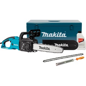 Makita Elektro-Kettensäge UC3551AK (35 cm) mit Zubehör im Stahlkoffer.