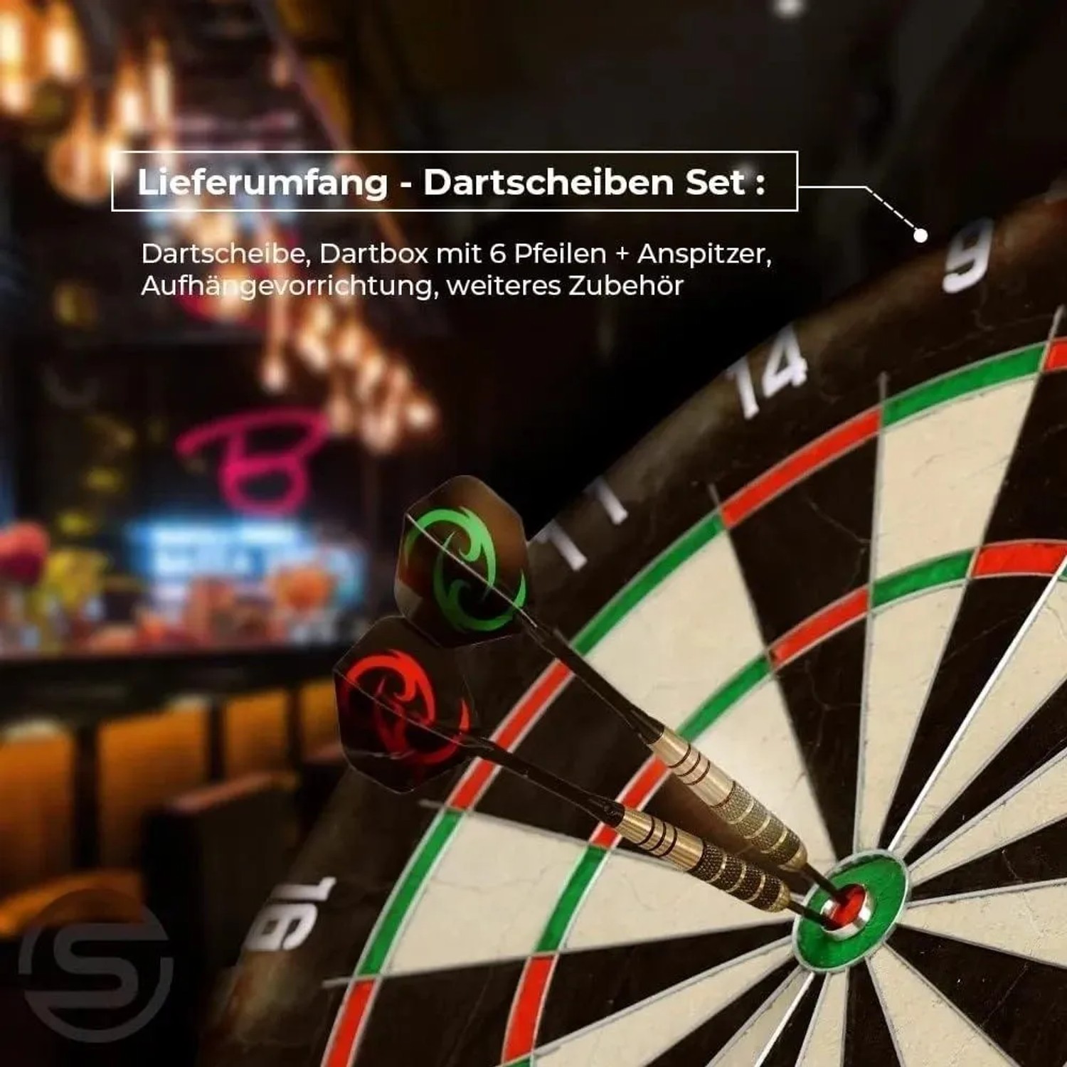 Sportisfaction Dartscheibe Set, 45 cm, mit Pfeilen im Board. Ideal für Spiel & Spaß.