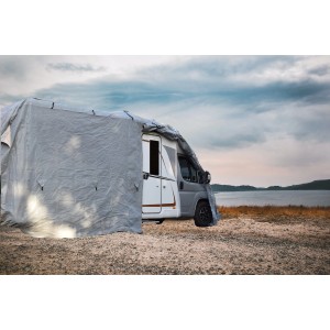 GreenYard Wohnmobil Schutzhülle M, grau, mit Reflektoren, Abdeckung für Wohnwagen