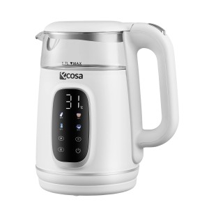 Ecosa Wasserkocher mit digitaler Temperaturanzeige, 1,7L, weiß.