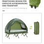 Outsunny Campingbett Set mit Zelt, Luftmatratze und Tragetasche, grün.