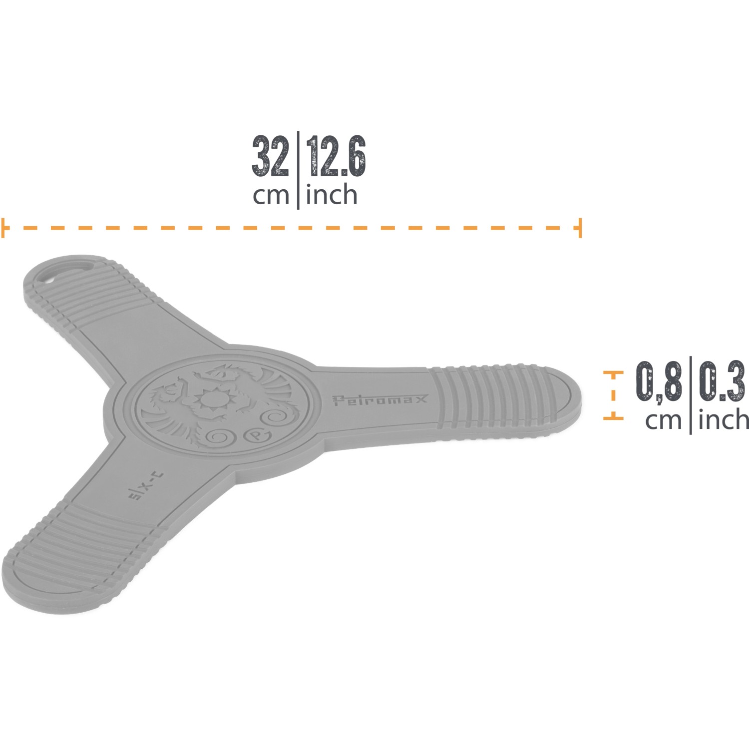 Petromax Silikonuntersetzer in Schwarz, Grillutensil mit Drachenlogo, hitzebeständig und rutschfest.