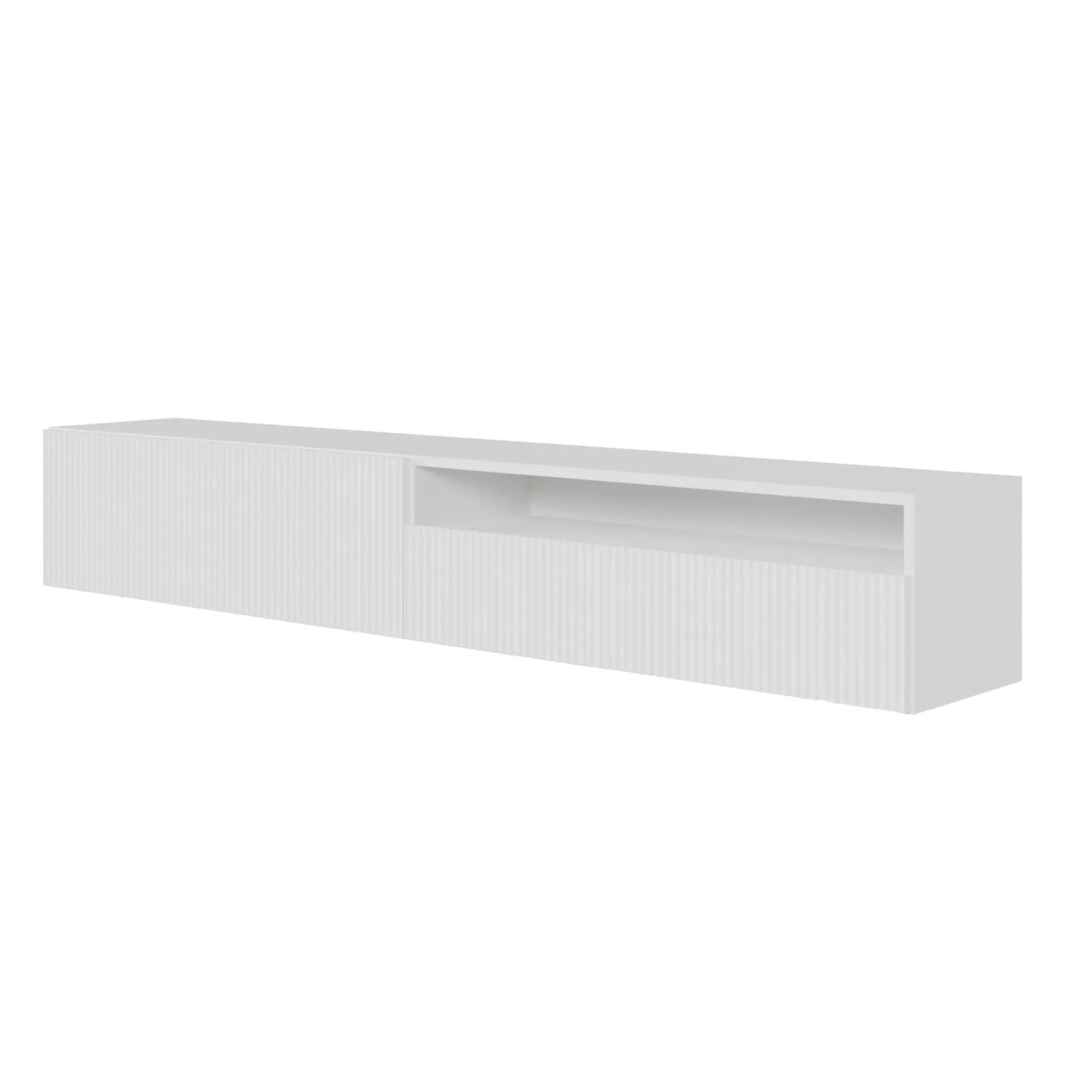 Selsey TV-Hängeboard Veldio mit Lamellenfront und Offenem Fach 175 cm Weiß
