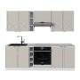 Vicco Fame-Line Küchenzeile in GrauBeige/Weiß, 235 cm breit, ohne Arbeitsplatte.