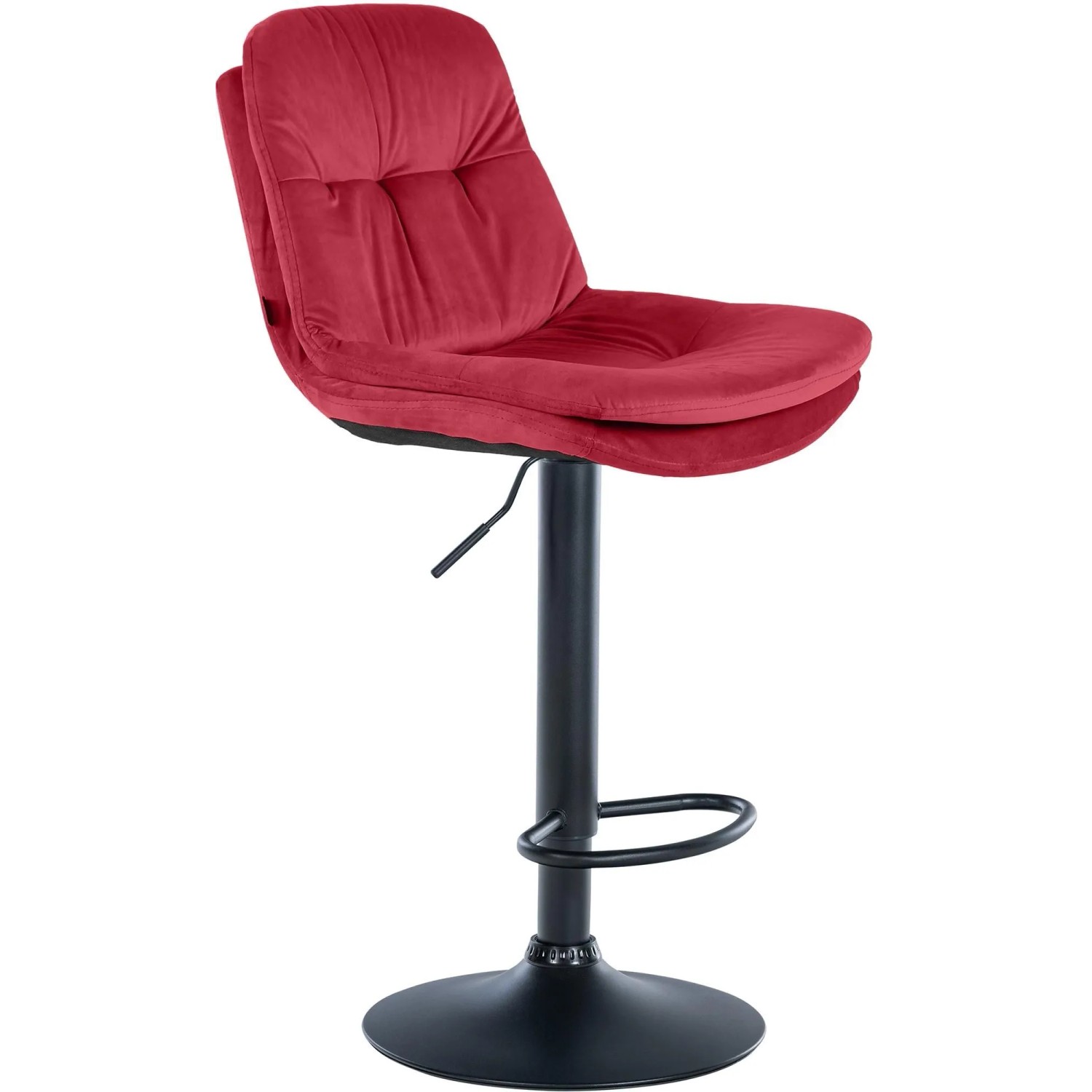 DELUKE Barhocker MITUN Samt Rot 46x54x94cm Schwarz Barstuhl Höhenverstellbar Mit Lehne Drehbar Tresenhocker Tresenstuhl