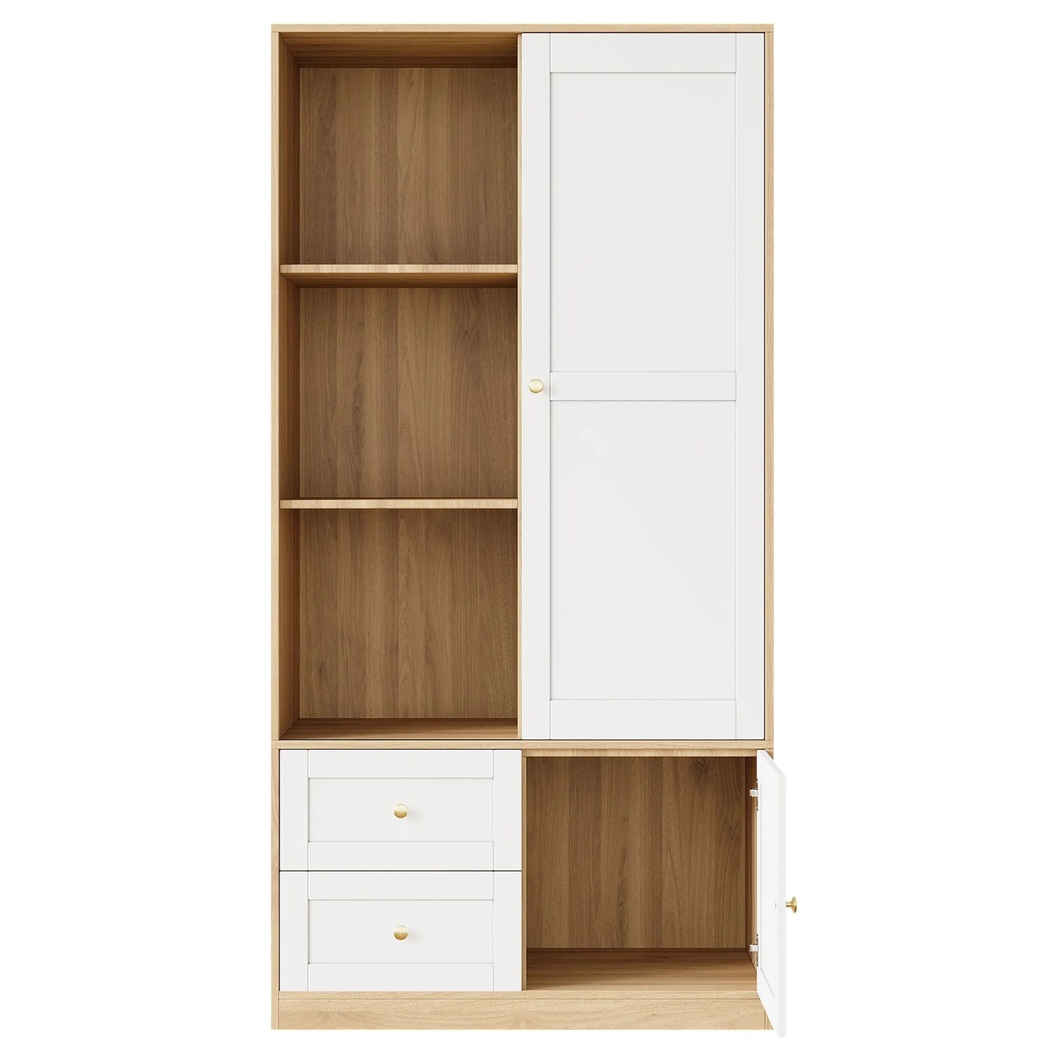 okwish Kleiderschrank mit Schiebetüren Stange Schubladen Schlafzimmer 80x46x141 cm Weiß