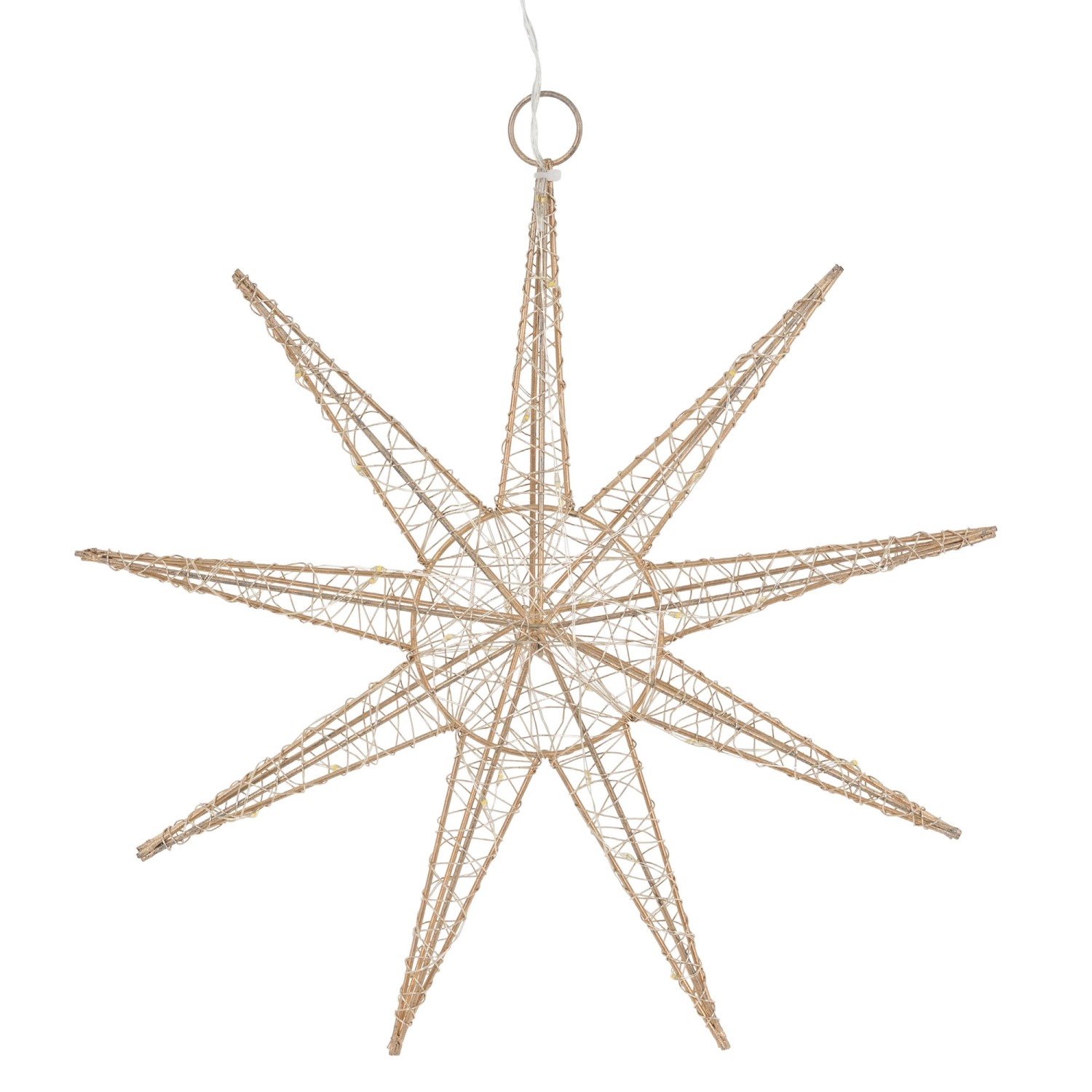 ECD Germany LED Deko Weihnachtsstern 30 Warmweiß LED 30cm Gold Batteriebetrieben