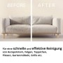 Vorher-Nachher: Schmutziges Sofa wird mit STAHLWERK Bürsten-Aufsatz Set sauber. Ideal für Polster & Oberflächen.