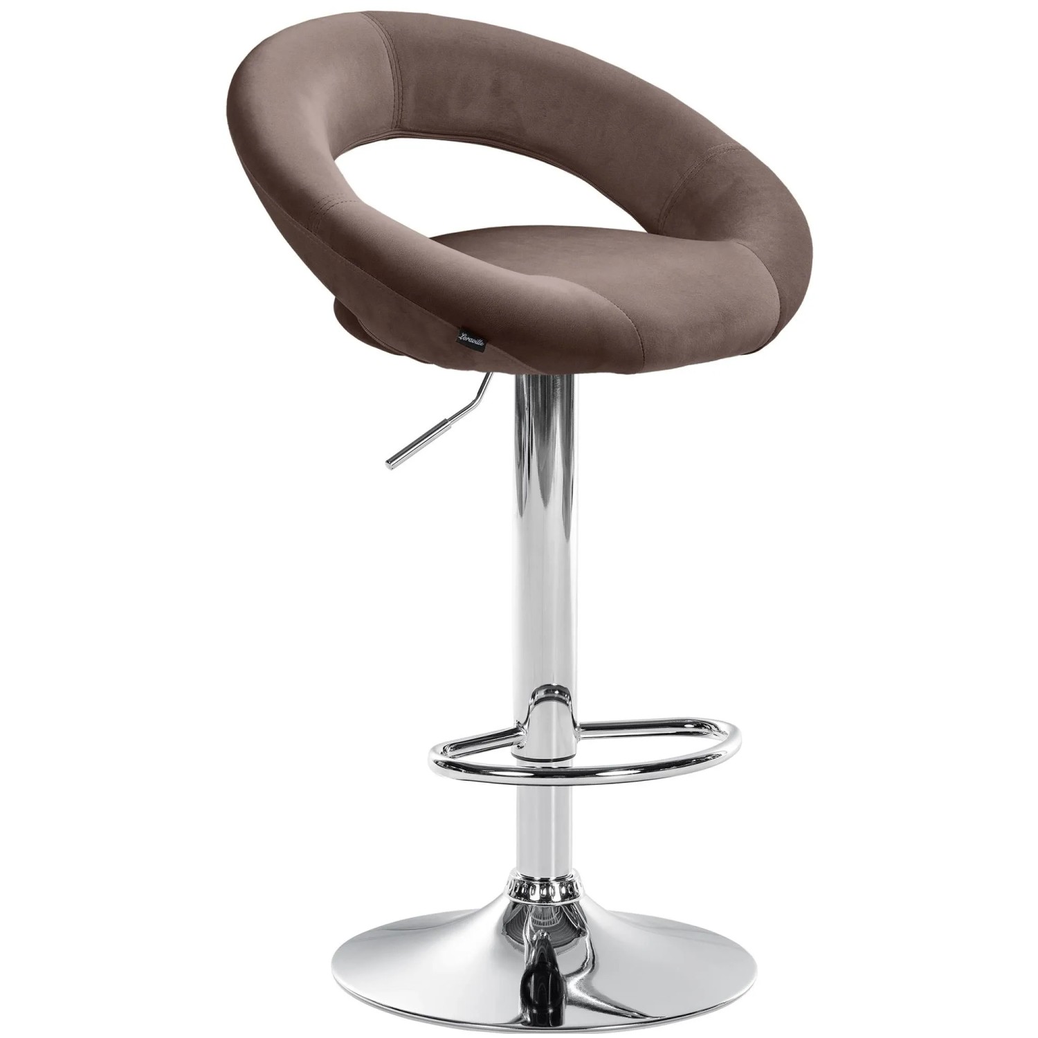 DELUKE Barhocker MEKIM Samt Braun 53x47x80cm Silber Barstuhl Höhenverstellbar Mit Lehne Drehbar Tresenhocker Tresenstuhl