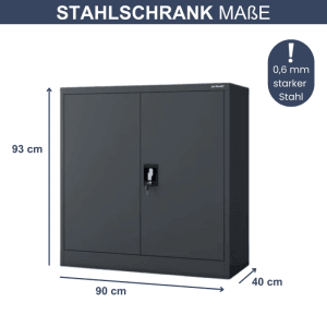 DELUKE Aktenschrank KADO, abschließbarer Büroschrank mit Flügeltüren, 93x90x40 cm, anthrazit.