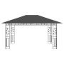 Anthrazit Pavillon 4x3m mit Moskitonetz und LED-Lichterkette für Garten & Terrasse.