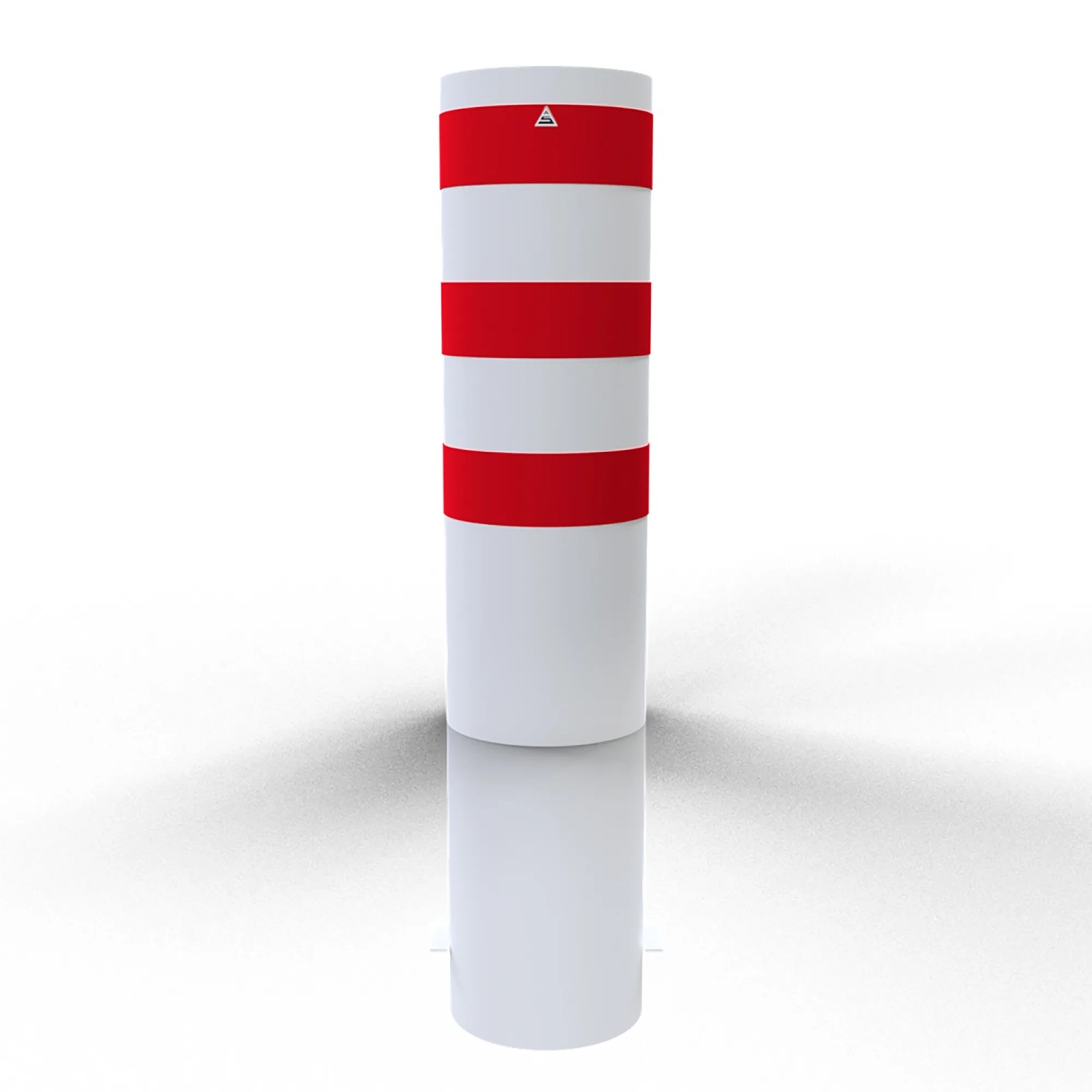 Weiß-roter Schake Absperrpoller, Ø 323 mm, 1500 mm Länge zum Einbetonieren.