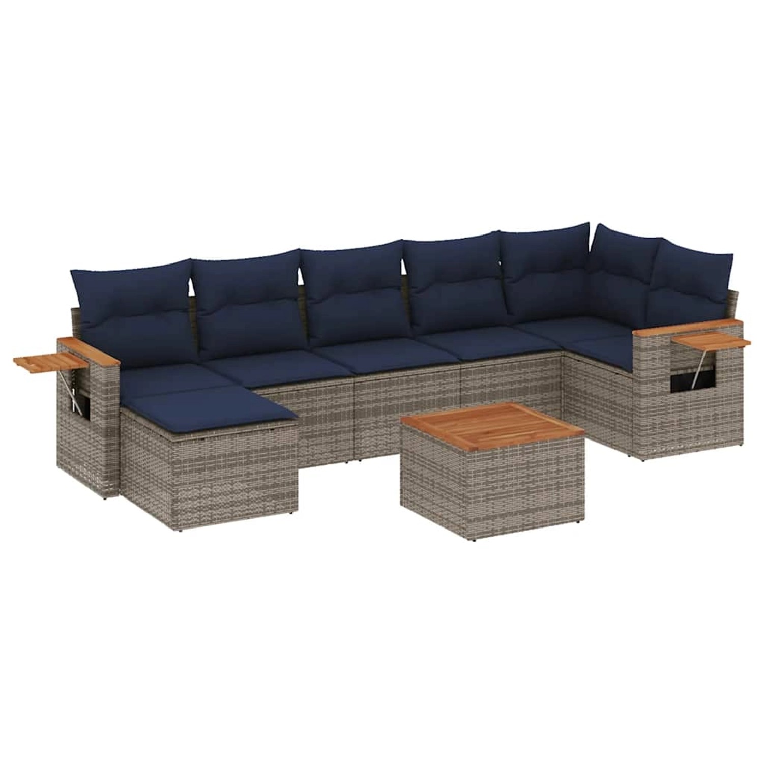 vidaXL 8-Tlg Garten-Sofagarnitur mit Kissen Grau Poly Rattan 3227041 günstig online kaufen