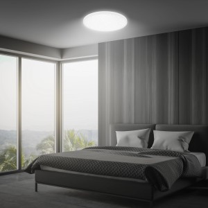 Brilo LED-Panel Slim Sternenhimmel im Schlafzimmer, dimmbare LED-Deckenleuchte mit Sternenmuster.