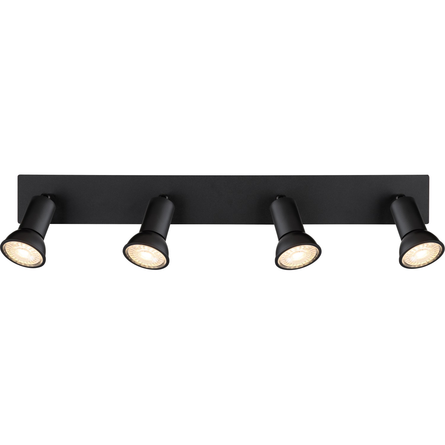 Schwarzer, 4-flammiger Globo Strahler Drew aus Metall, 500x60x90 mm. Spots für GU10 Leuchtmittel.