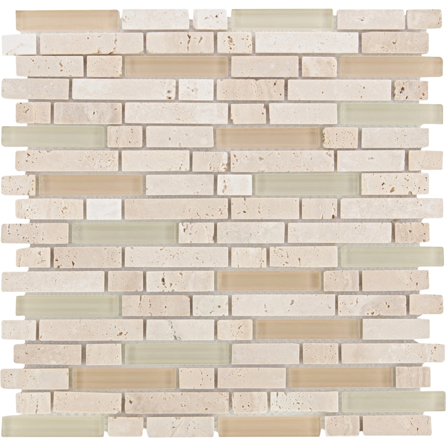 Mosaikmatte Glas & Stein Combi Cream Line 29,8 cm x 30,4 cm