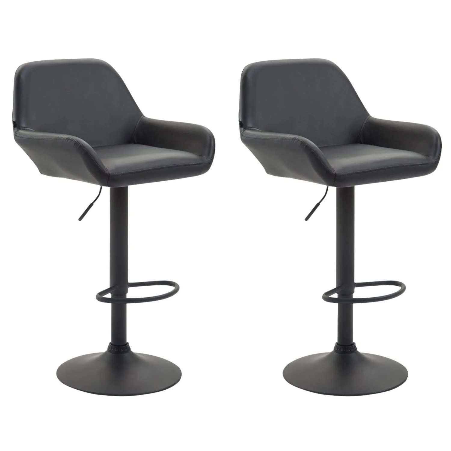 CLP 2er Set Barhocker Braga Kunstleder Schwarz/Schwarz