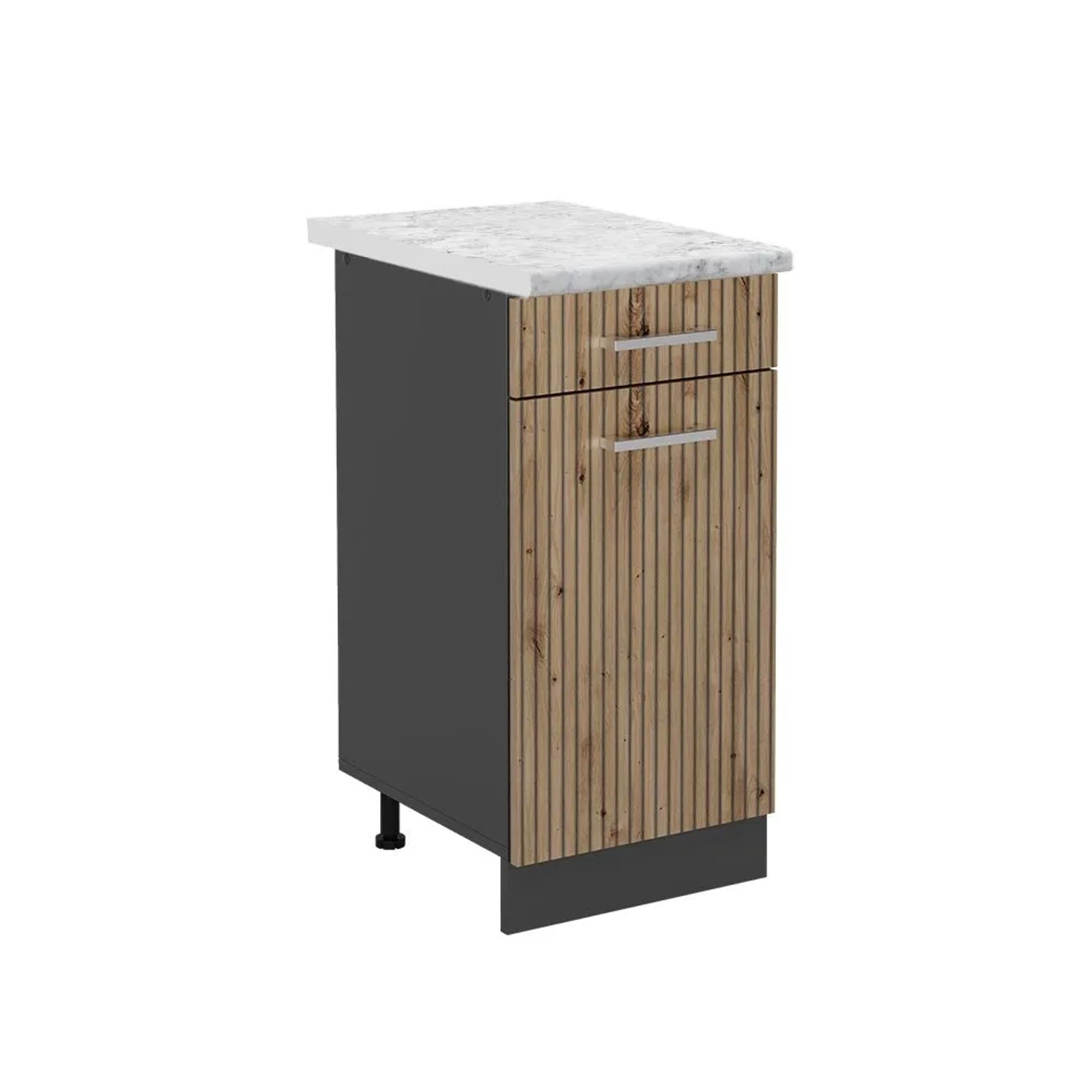 Vicco Küchenunterschrank R-Line Artisan-Eiche Anthrazit 40 cm AP Marmor mit Anthrazit Korpus