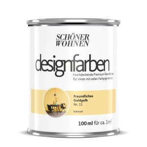 Dose Schöner Wohnen Designfarbe Freundliches Goldgelb, eine matte Wandfarbe für Innenräume.