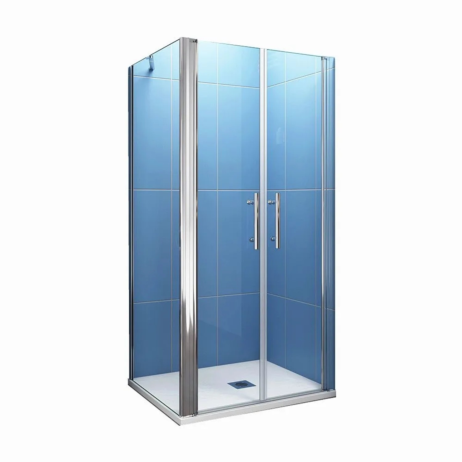 Duschparadies Duschkabine 100 x 70cm Pendeltür Mit Seitenwand 6mm ESG Nano Glas Schwingtür Doppeltür H195cm Eckdusche Chrom