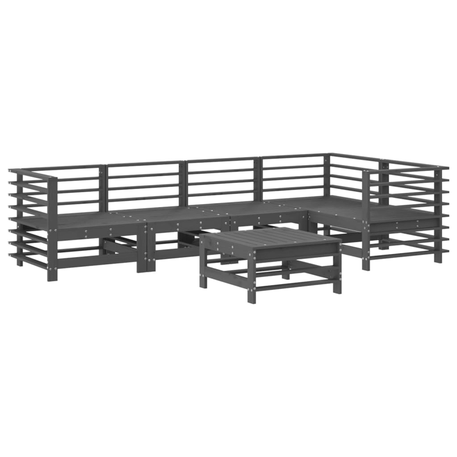 vidaXL 6-tlg Garten-Lounge-Set Grau Massivholz Kiefer Modell 13 günstig online kaufen