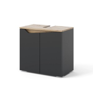 Vicco Waschbeckenunterschrank Marelle, Anthrazit/Eiche, 60 cm, mit 2 Türen.