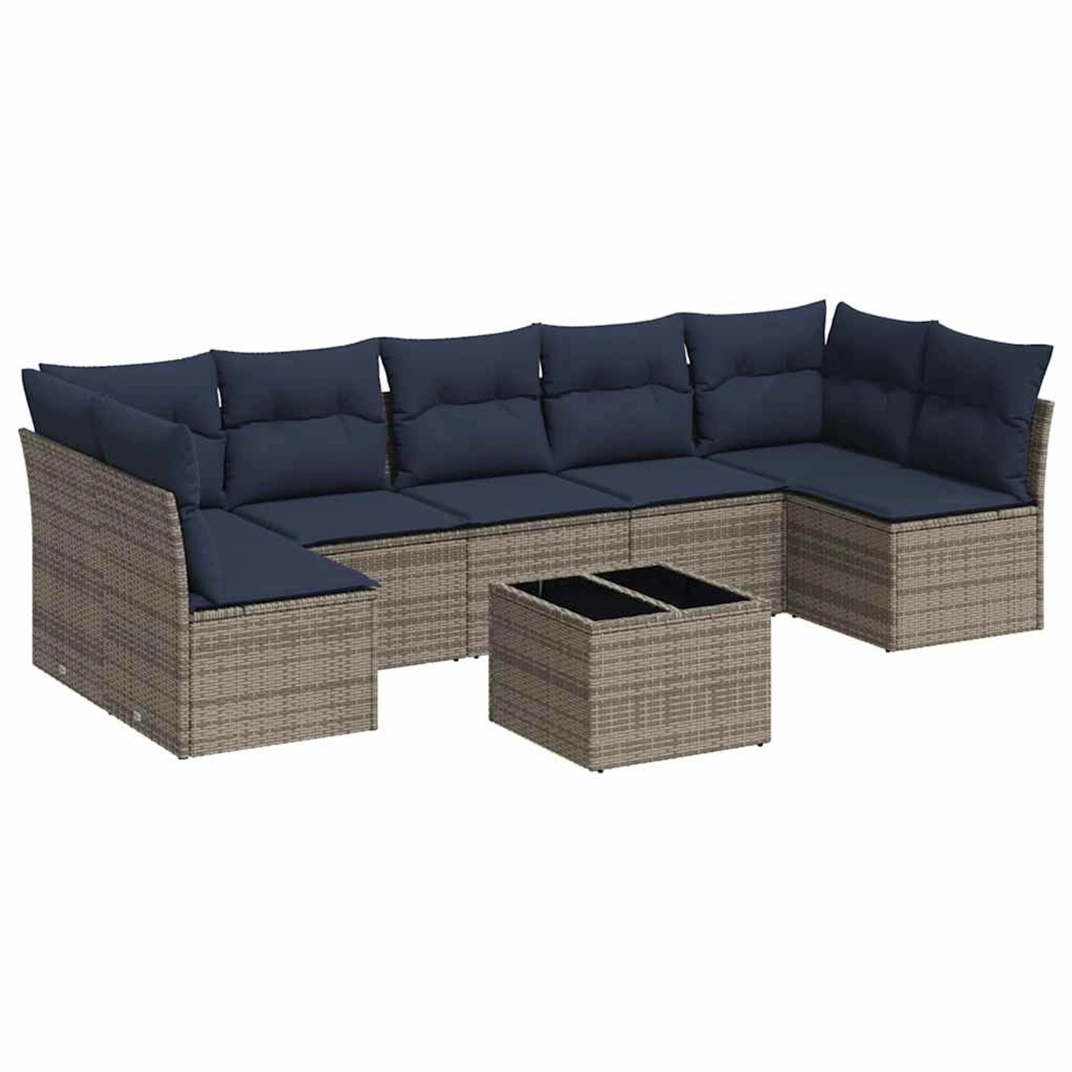 vidaXL 8-Tlg Garten-Sofagarnitur mit Kissen Grau Poly Rattan 3217441 günstig online kaufen